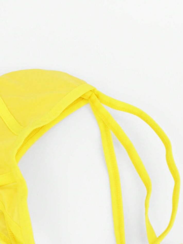 Lace Up Breathable Minimalist Geometric Print Decorative Ring Yellow Thong Underwear